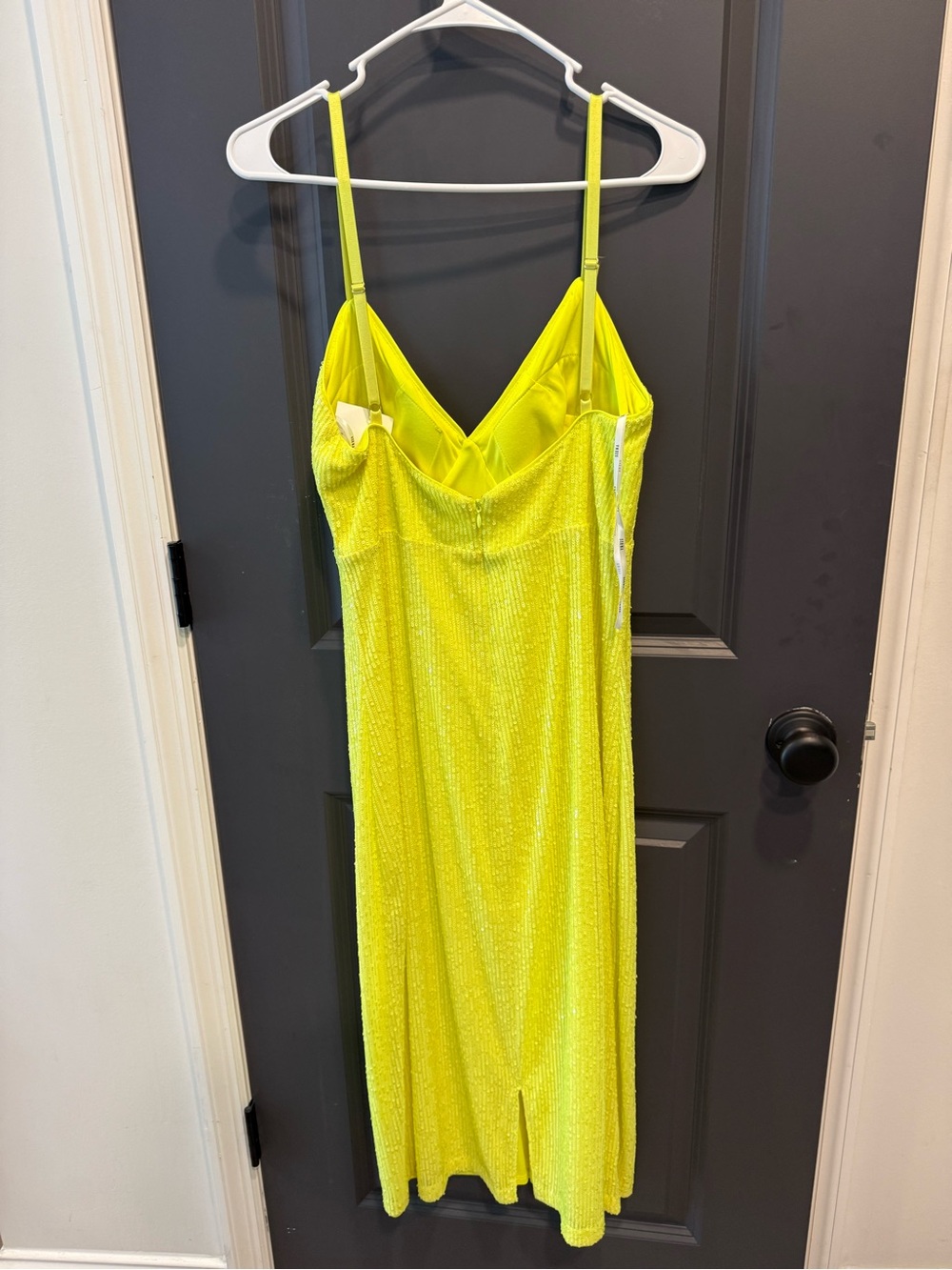 Siena Studio Neon Yellow Sequin Midi Dress